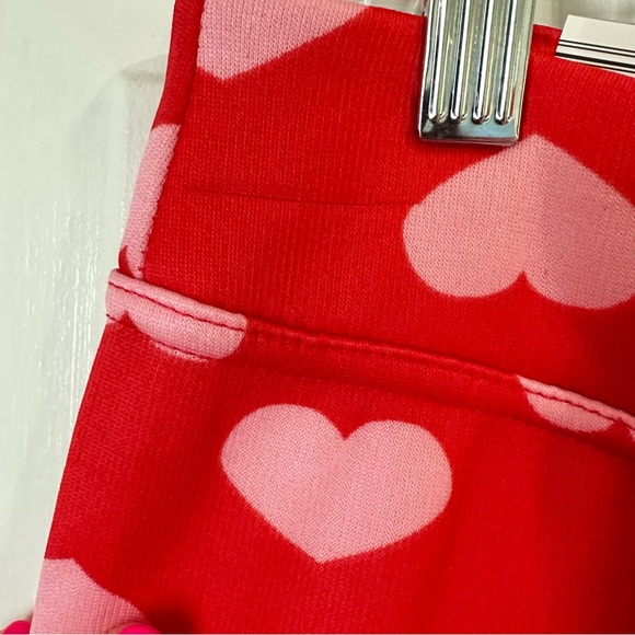 NWT Serra Fleece Lined Leggings XL Red with Pink Hearts - Picture 4 of 8